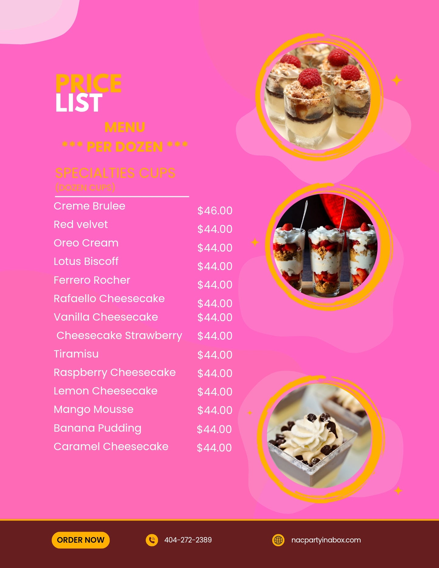 SPECIALTIES CUPS (DOZEN cups)